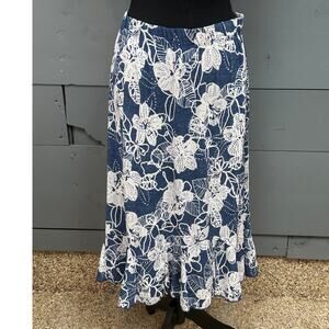 SJS Blue with White floral Skirt Size Small